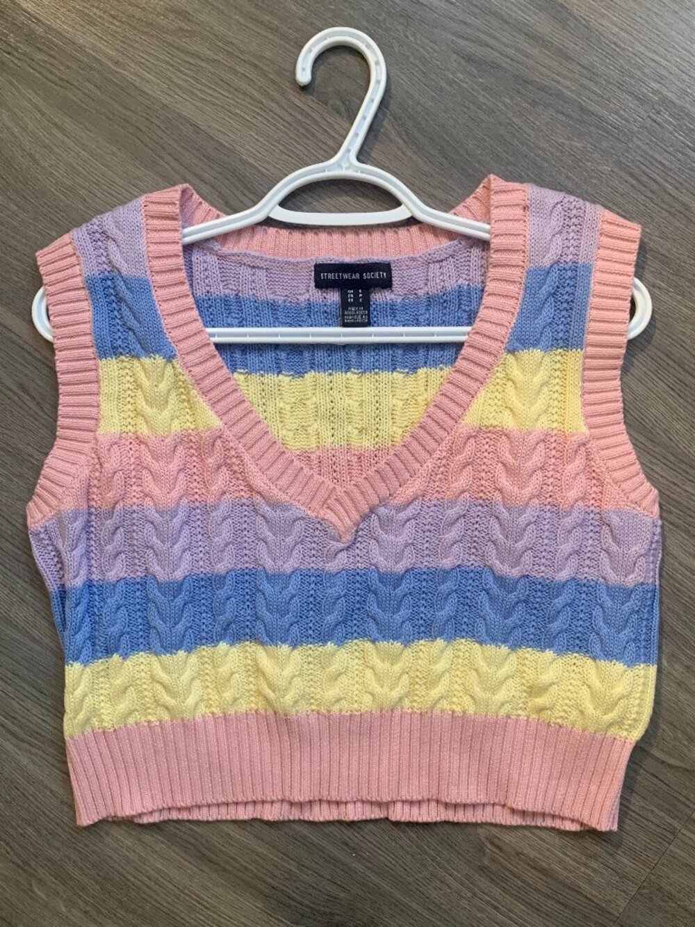 URBAN PLANET V-neck Sweater Vest, NEW!, Cropped, Pastel, 50%Cotton, Small